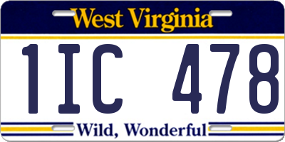WV license plate 1IC478