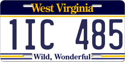 WV license plate 1IC485
