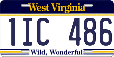 WV license plate 1IC486