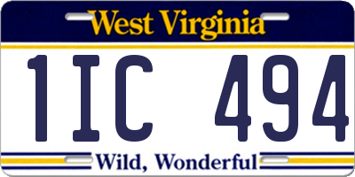 WV license plate 1IC494