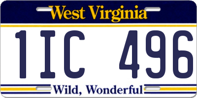 WV license plate 1IC496