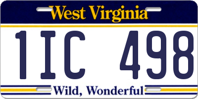 WV license plate 1IC498