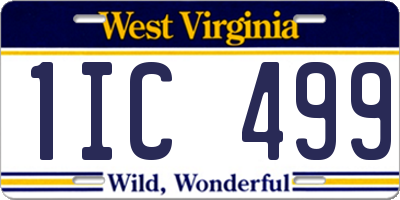 WV license plate 1IC499
