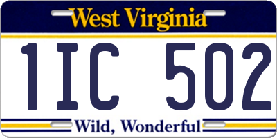 WV license plate 1IC502