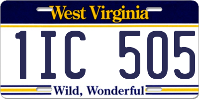 WV license plate 1IC505