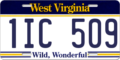 WV license plate 1IC509