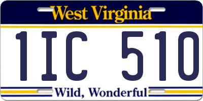 WV license plate 1IC510