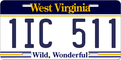 WV license plate 1IC511
