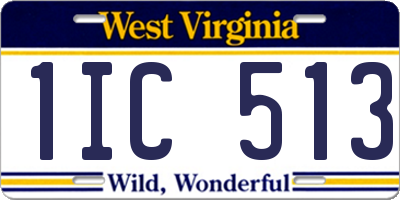 WV license plate 1IC513