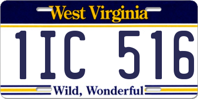 WV license plate 1IC516