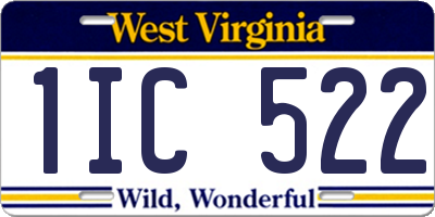 WV license plate 1IC522