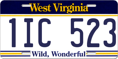 WV license plate 1IC523