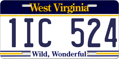 WV license plate 1IC524