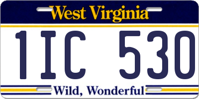 WV license plate 1IC530