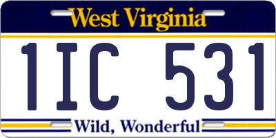 WV license plate 1IC531