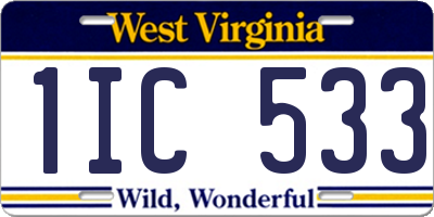 WV license plate 1IC533