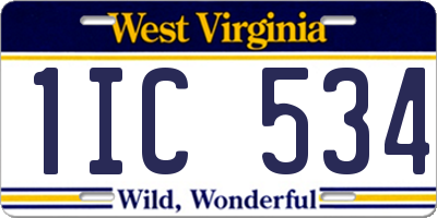 WV license plate 1IC534