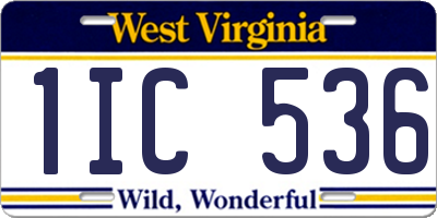 WV license plate 1IC536