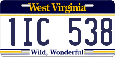 WV license plate 1IC538