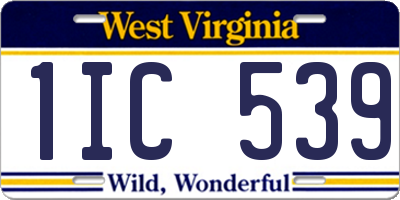WV license plate 1IC539
