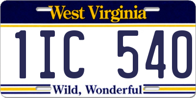 WV license plate 1IC540