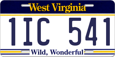 WV license plate 1IC541