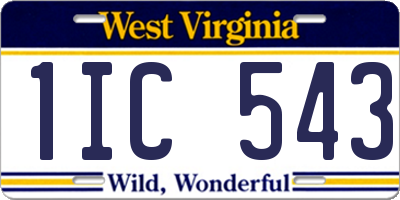 WV license plate 1IC543