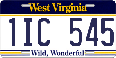 WV license plate 1IC545