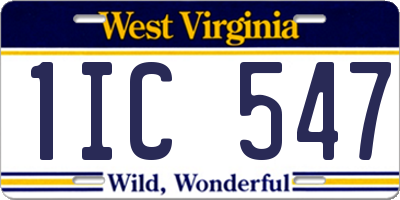 WV license plate 1IC547