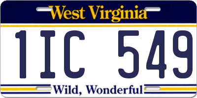 WV license plate 1IC549