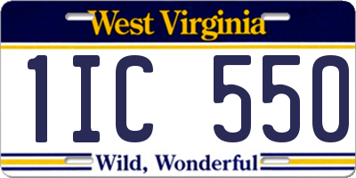 WV license plate 1IC550