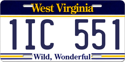 WV license plate 1IC551