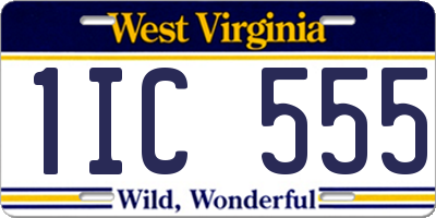 WV license plate 1IC555