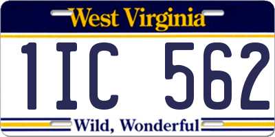 WV license plate 1IC562
