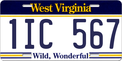 WV license plate 1IC567