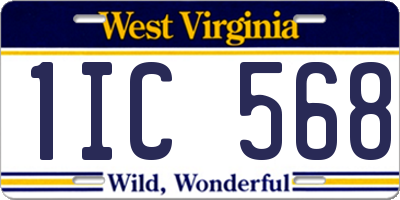 WV license plate 1IC568