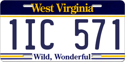 WV license plate 1IC571