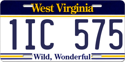 WV license plate 1IC575
