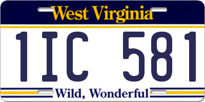 WV license plate 1IC581