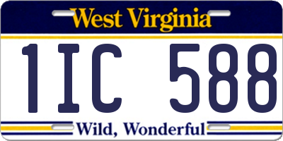 WV license plate 1IC588