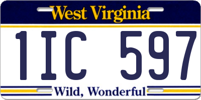 WV license plate 1IC597