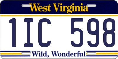 WV license plate 1IC598