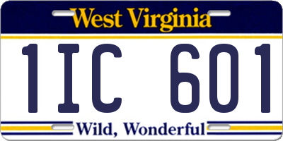 WV license plate 1IC601