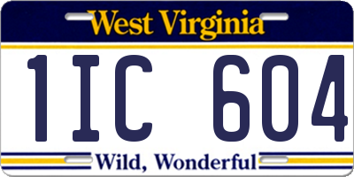 WV license plate 1IC604