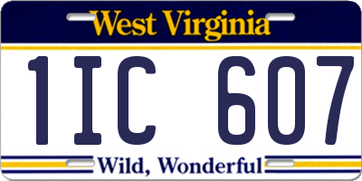 WV license plate 1IC607