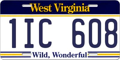 WV license plate 1IC608