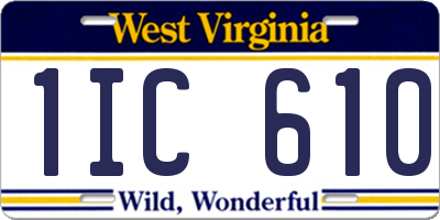 WV license plate 1IC610