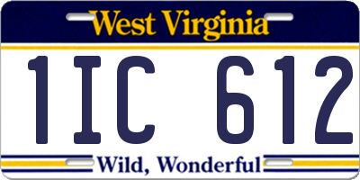 WV license plate 1IC612