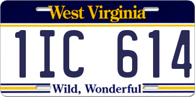WV license plate 1IC614
