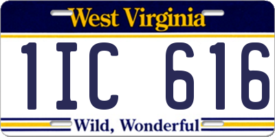 WV license plate 1IC616